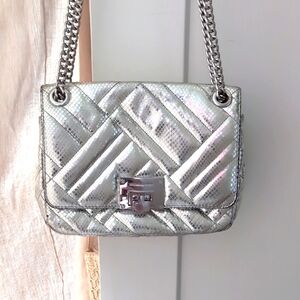 Silver Quilted Chain Shoulder Bag